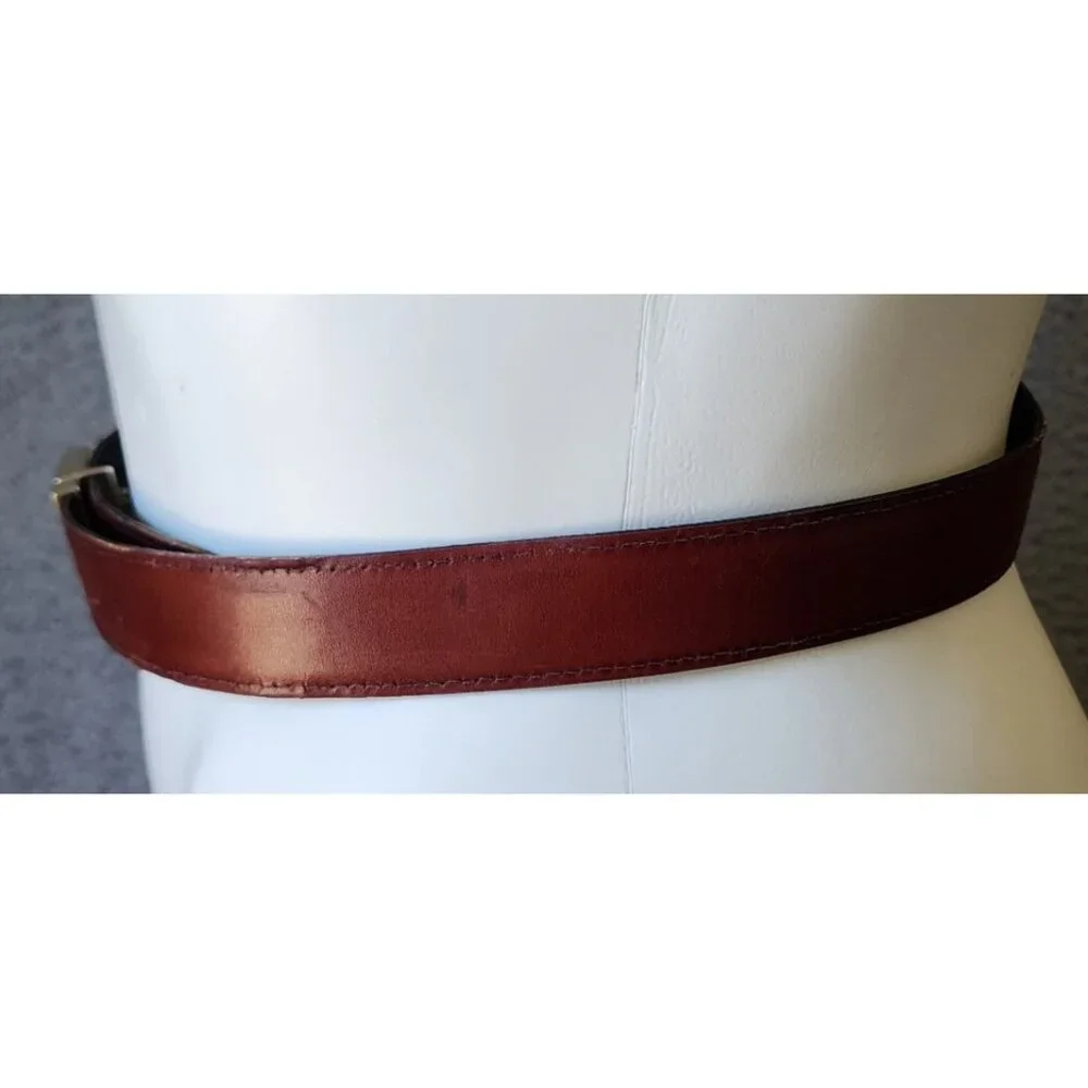 Vintage YSL Yves Saint Laurent Black‎ & Brown Reversible Leather Belt 37